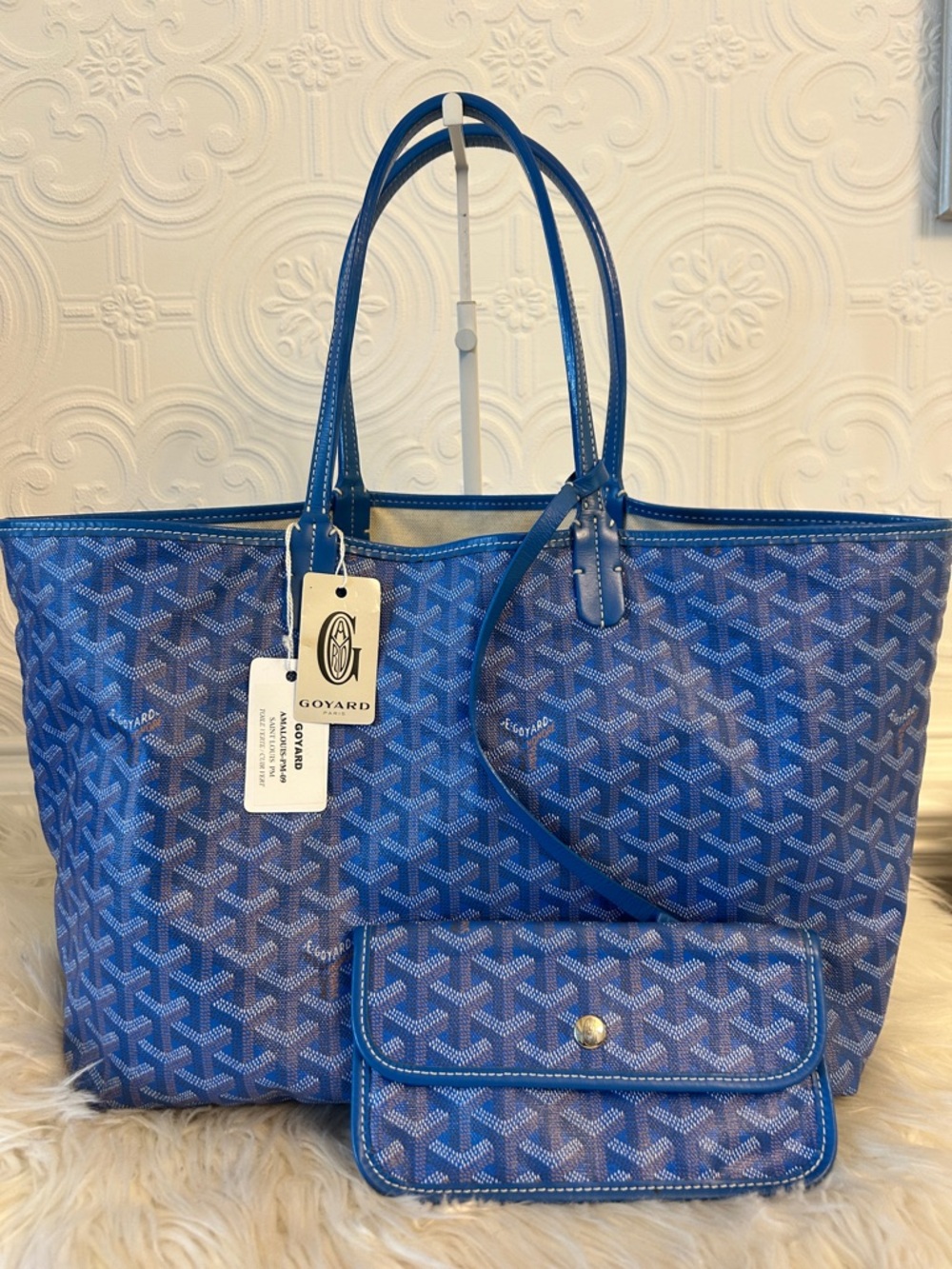 Goyard Saint Louis Pm with Pouch Blue Goyardine St. Louis